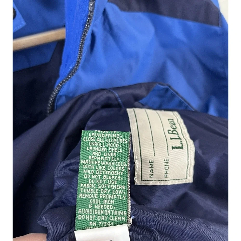 LL Bean Blue 3in1 Shell Only Jacket Boys Youth Large 14/17 Water Resistant Coat‎